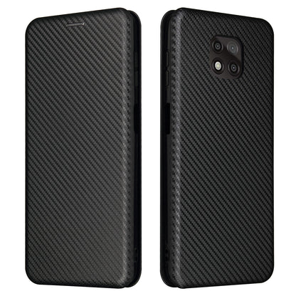 Auto-absorbed Stand Carbon Fiber Texture Leather Shell Cover for Motorola Moto G Power (2021)