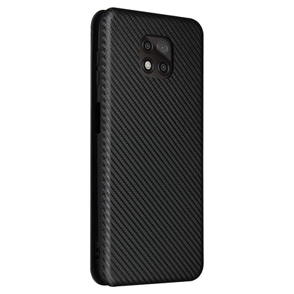 Auto-absorbed Stand Carbon Fiber Texture Leather Shell Cover for Motorola Moto G Power (2021)