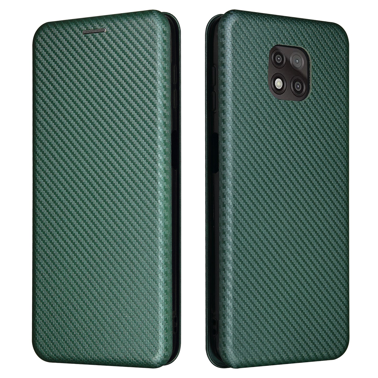 Auto-absorbed Stand Carbon Fiber Texture Leather Shell Cover for Motorola Moto G Power (2021)