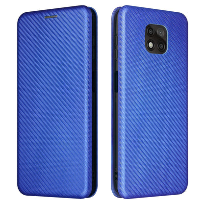 Auto-absorbed Stand Carbon Fiber Texture Leather Shell Cover for Motorola Moto G Power (2021)