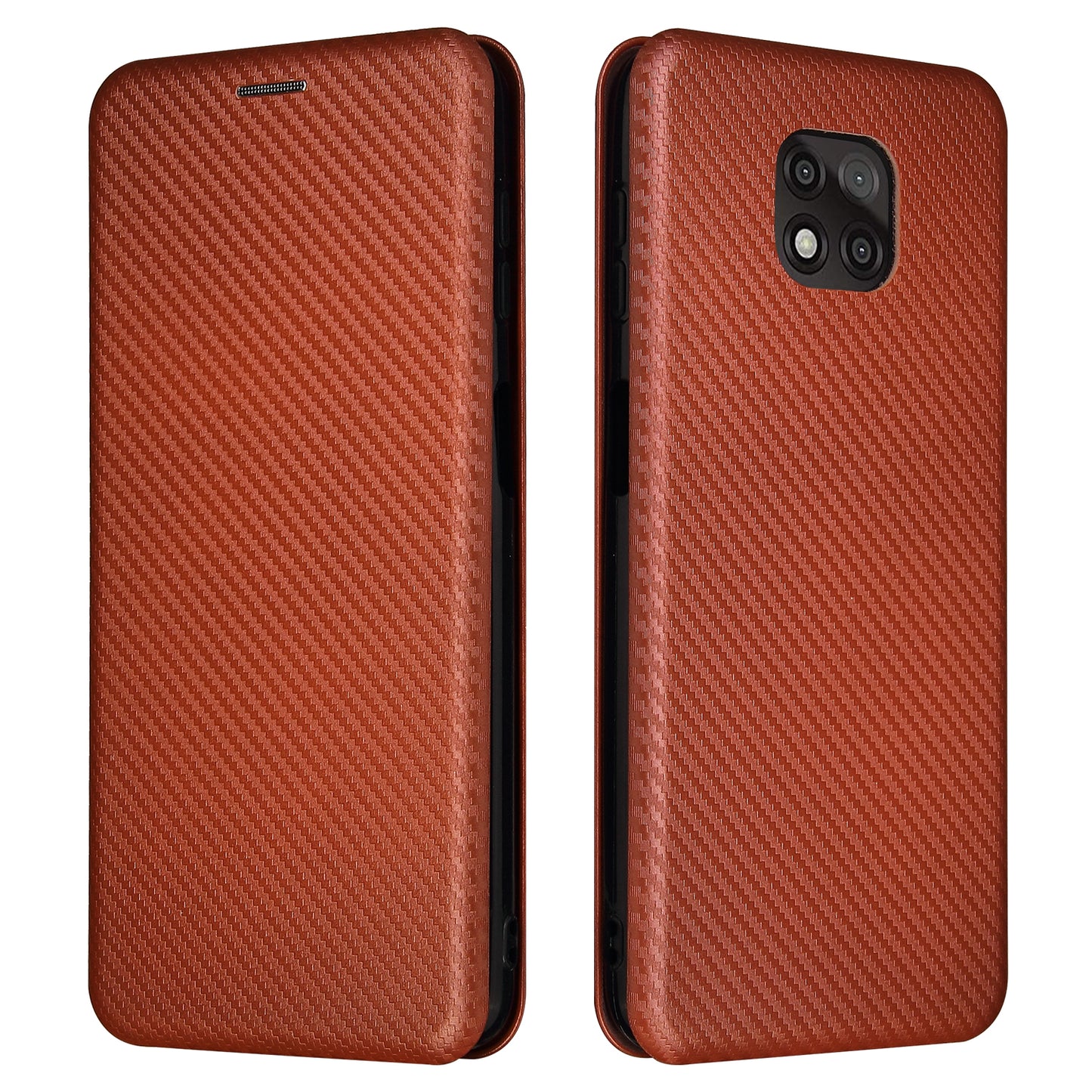 Auto-absorbed Stand Carbon Fiber Texture Leather Shell Cover for Motorola Moto G Power (2021)