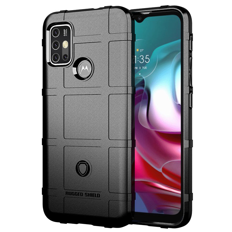 For Motorola Moto G30/G20 / Moto G10 Shock-proof Rugged Square Grid Skin TPU Back Case