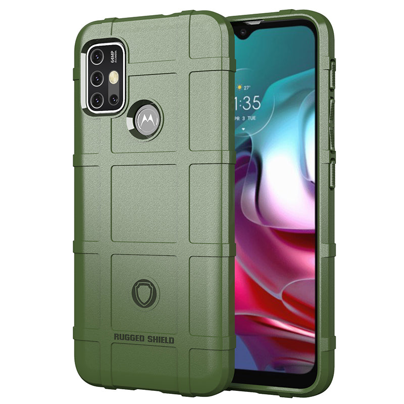 For Motorola Moto G30/G20 / Moto G10 Shock-proof Rugged Square Grid Skin TPU Back Case