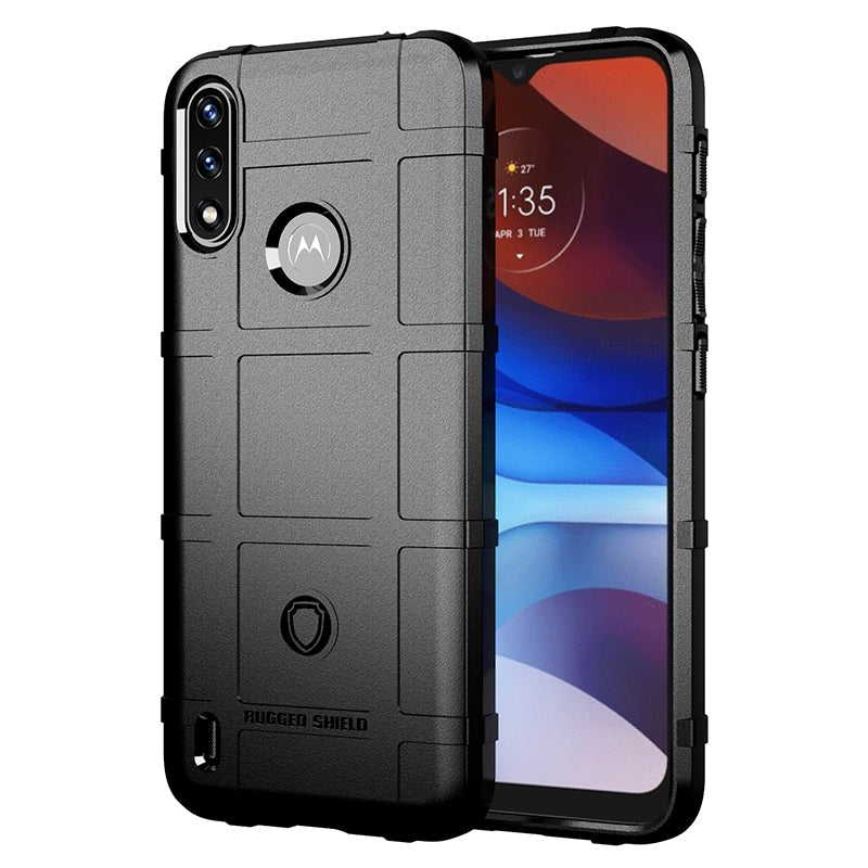 For Motorola Moto E7 Power/Moto E7i Power Shock-proof Rugged Square Grid Skin TPU Back Shell