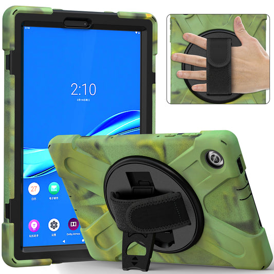 [Built-in Hand Holder Strap] 360° Swivel Kickstand  PC + Silicone Tablet Case Shell for Lenovo M10 X306X