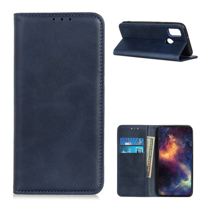 Split Leather Auto-absorbed Wallet Protective Case with Stand for Motorola Moto G30