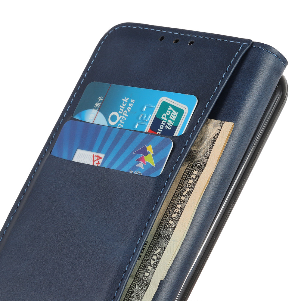 Split Leather Auto-absorbed Wallet Protective Case with Stand for Motorola Moto G30