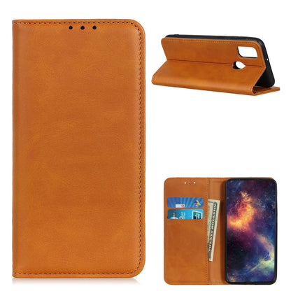 Split Leather Auto-absorbed Wallet Protective Case with Stand for Motorola Moto G30