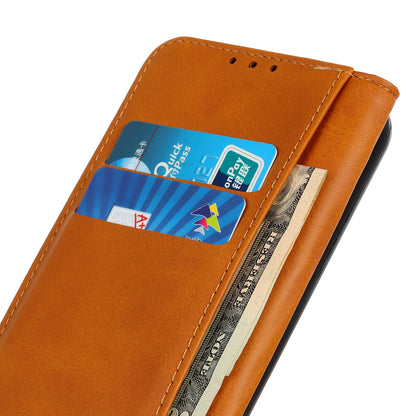 Split Leather Auto-absorbed Wallet Protective Case with Stand for Motorola Moto G30