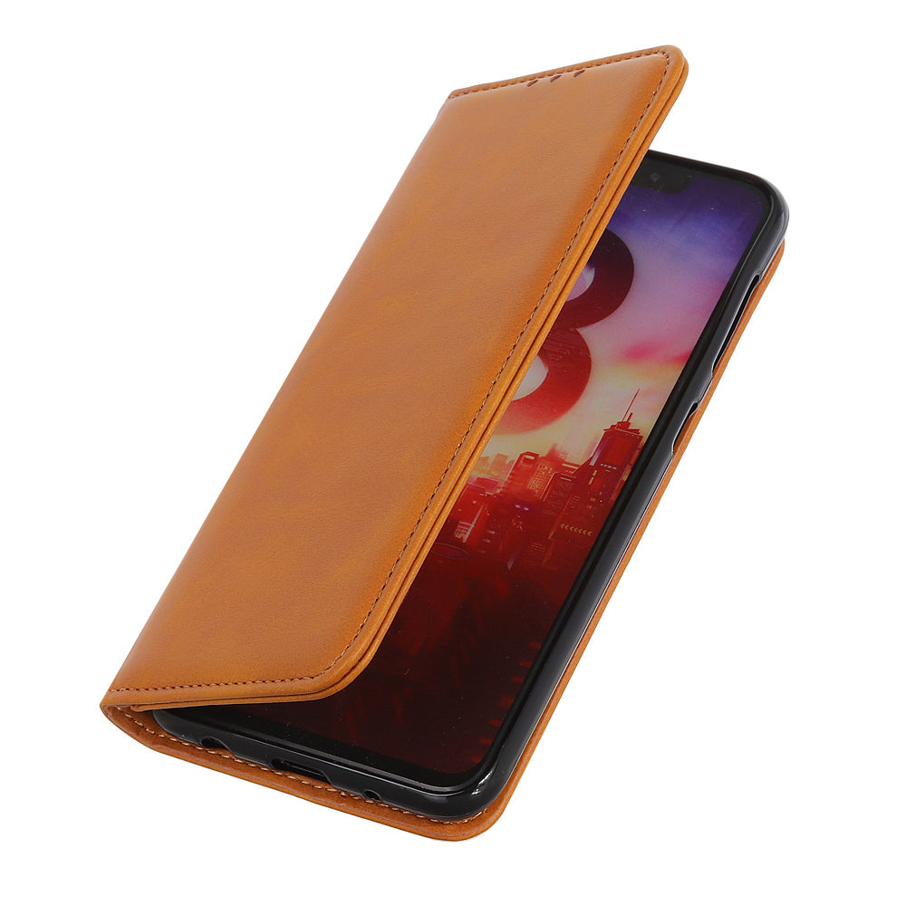 Split Leather Auto-absorbed Wallet Protective Case with Stand for Motorola Moto G30