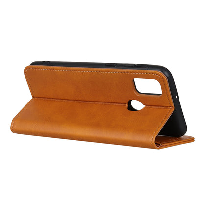 Split Leather Auto-absorbed Wallet Protective Case with Stand for Motorola Moto G30