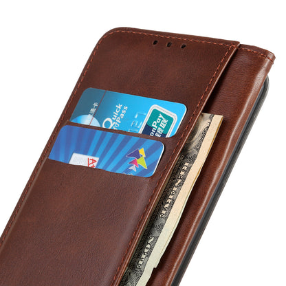 Split Leather Auto-absorbed Wallet Protective Case with Stand for Motorola Moto G30