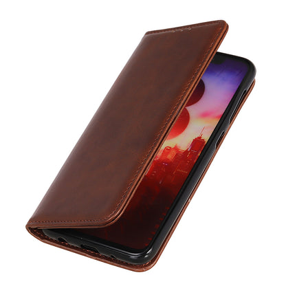 Split Leather Auto-absorbed Wallet Protective Case with Stand for Motorola Moto G30