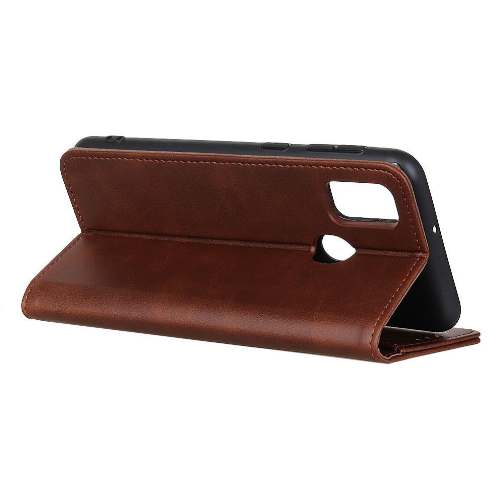 Split Leather Auto-absorbed Wallet Protective Case with Stand for Motorola Moto G30