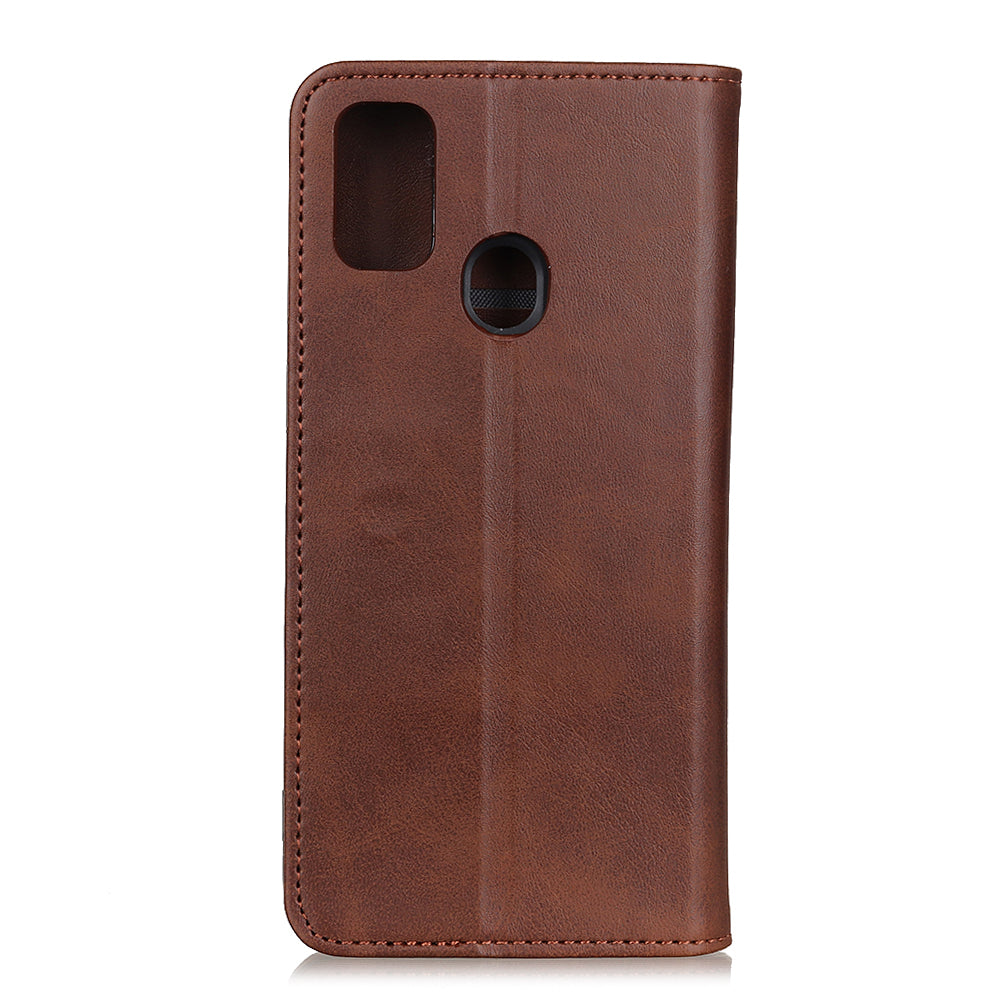 Split Leather Auto-absorbed Wallet Protective Case with Stand for Motorola Moto G30