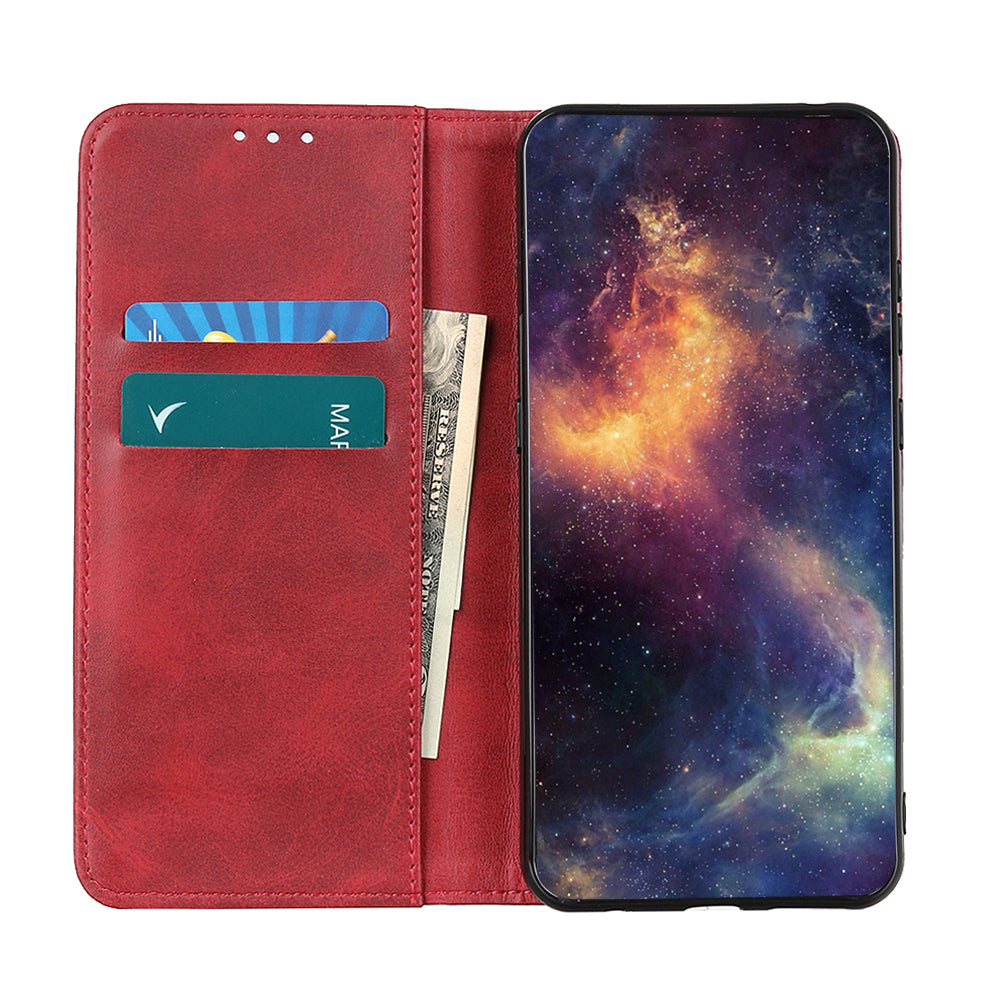 Split Leather Auto-absorbed Wallet Protective Case with Stand for Motorola Moto G30