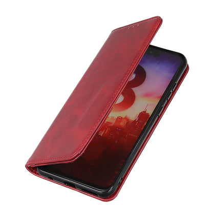 Split Leather Auto-absorbed Wallet Protective Case with Stand for Motorola Moto G30