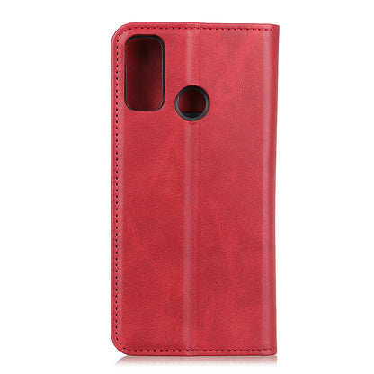 Split Leather Auto-absorbed Wallet Protective Case with Stand for Motorola Moto G30