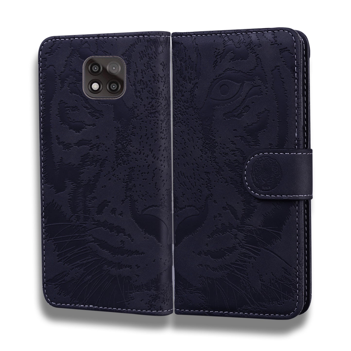 Imprinted Tiger Pattern Stand Wallet Case Leather Cover for Motorola Moto G Power (2021)