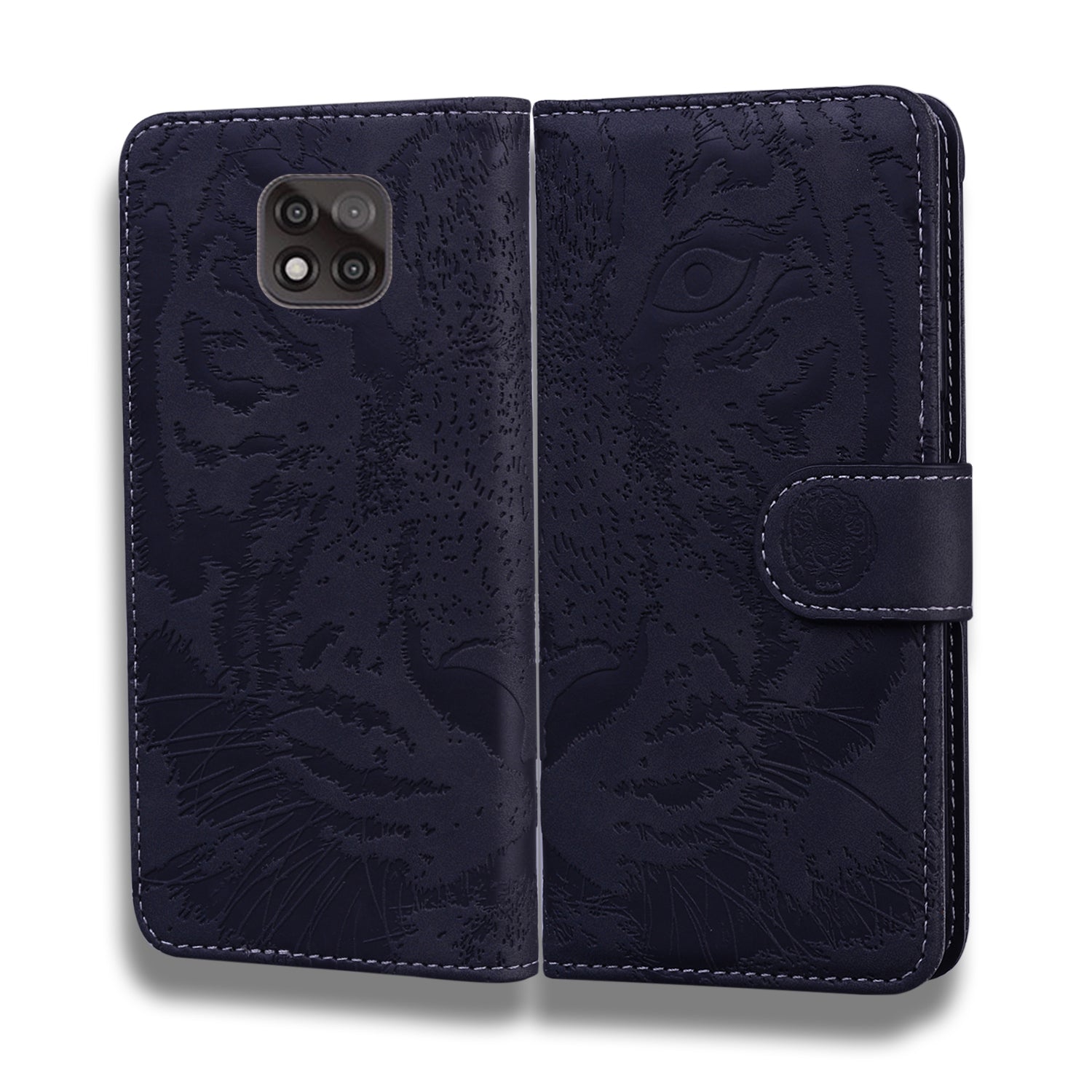 Imprinted Tiger Pattern Stand Wallet Case Leather Cover for Motorola Moto G Power (2021)