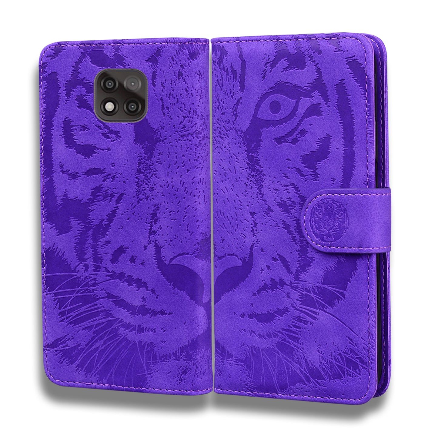 Imprinted Tiger Pattern Stand Wallet Case Leather Cover for Motorola Moto G Power (2021)