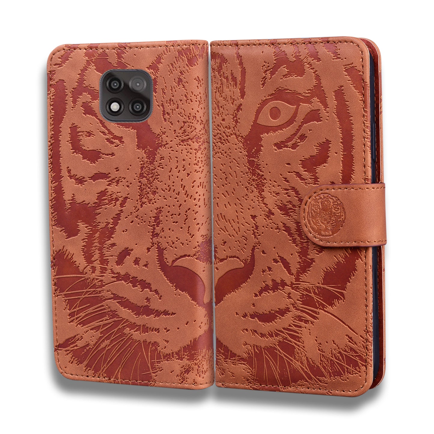 Imprinted Tiger Pattern Stand Wallet Case Leather Cover for Motorola Moto G Power (2021)