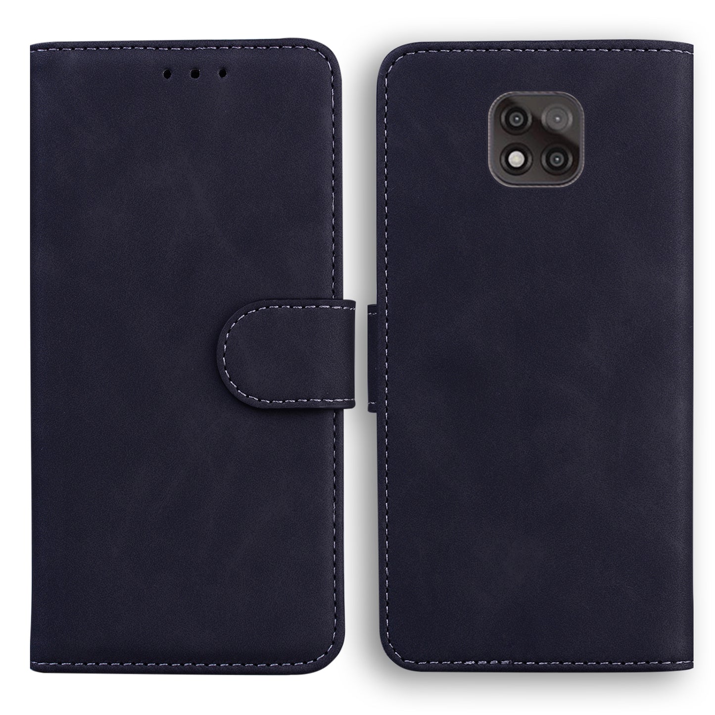 Wallet Design Plain Leather Stand Case for Motorola Moto G Power (2021)