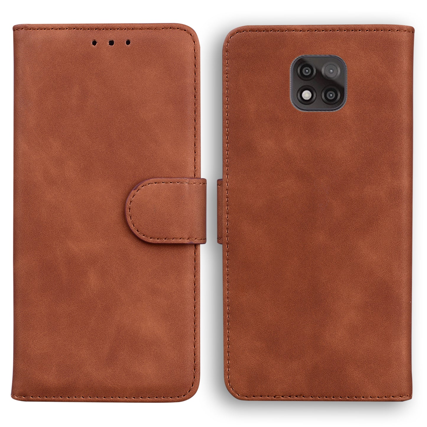 Wallet Design Plain Leather Stand Case for Motorola Moto G Power (2021)