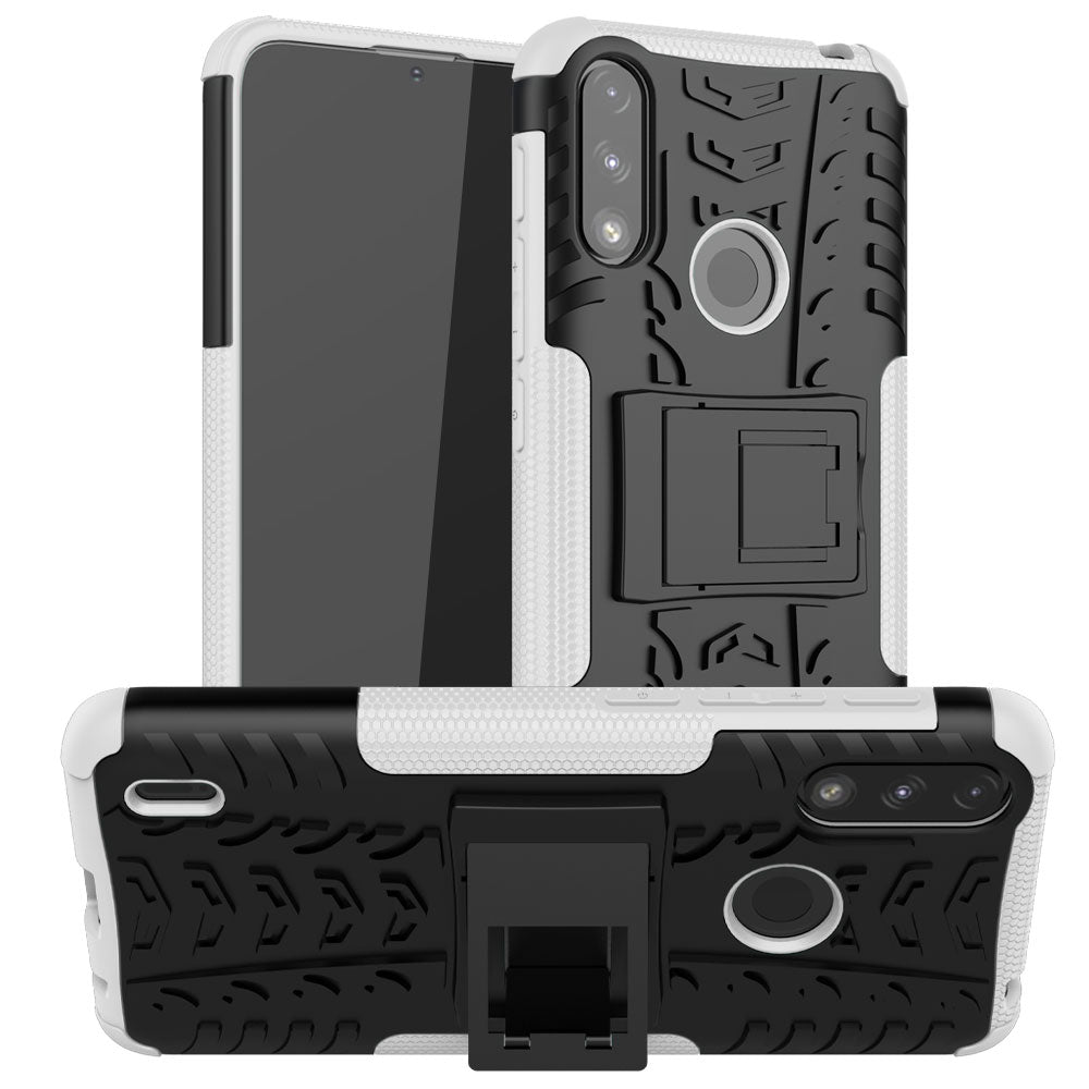 Foldable Kickstand for Motorola Moto E7 Power/Moto E7i Power Cool Tyre PC + TPU Hybrid Shell Case