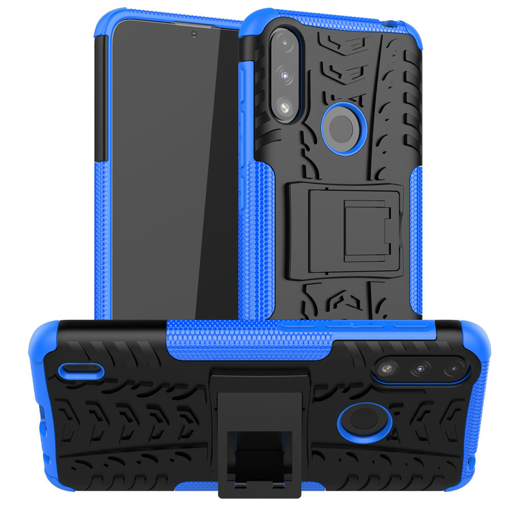 Foldable Kickstand for Motorola Moto E7 Power/Moto E7i Power Cool Tyre PC + TPU Hybrid Shell Case