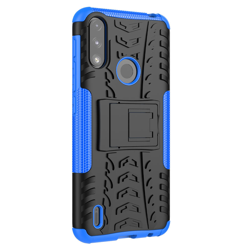 Foldable Kickstand for Motorola Moto E7 Power/Moto E7i Power Cool Tyre PC + TPU Hybrid Shell Case