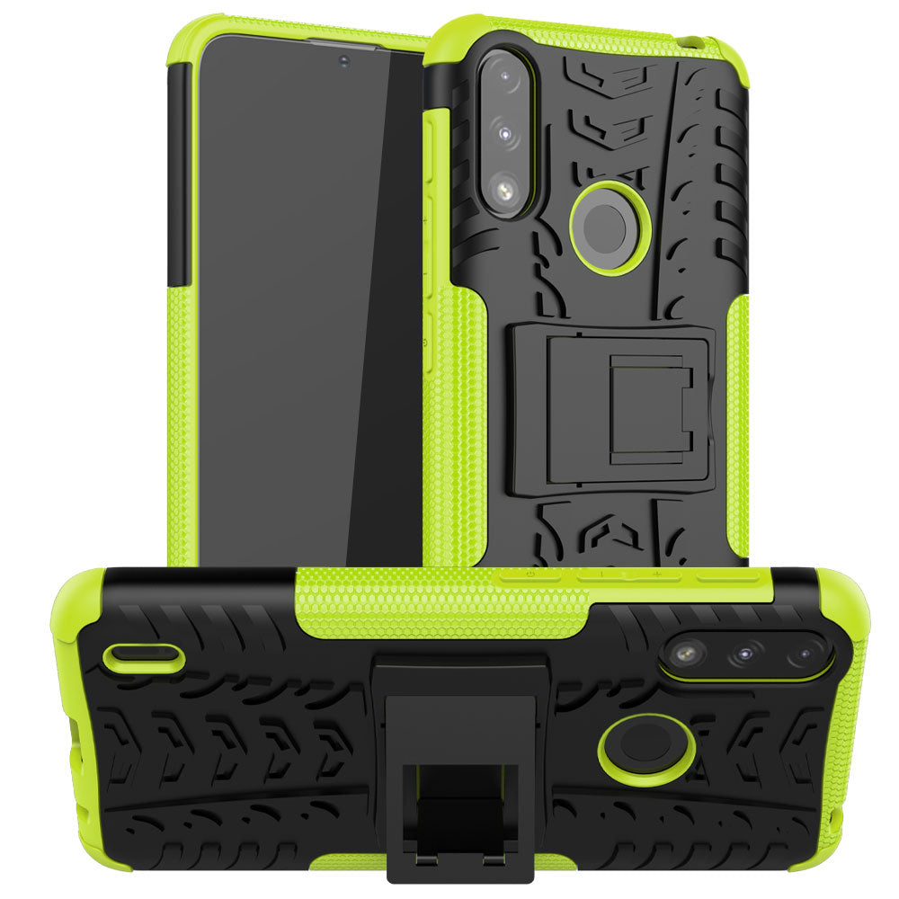 Foldable Kickstand for Motorola Moto E7 Power/Moto E7i Power Cool Tyre PC + TPU Hybrid Shell Case