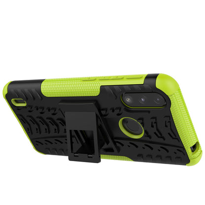 Foldable Kickstand for Motorola Moto E7 Power/Moto E7i Power Cool Tyre PC + TPU Hybrid Shell Case