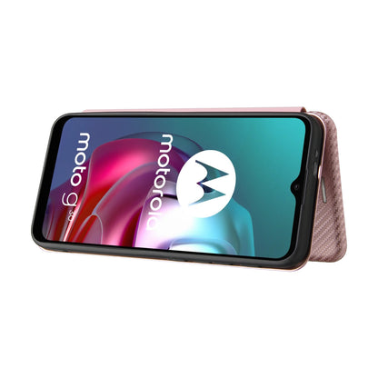 Auto-absorbed Stand Carbon Fiber Texture Leather Shell Cover for Motorola Moto G30/G20/G10