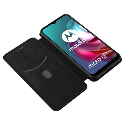 Auto-absorbed Stand Carbon Fiber Texture Leather Shell Cover for Motorola Moto G30/G20/G10