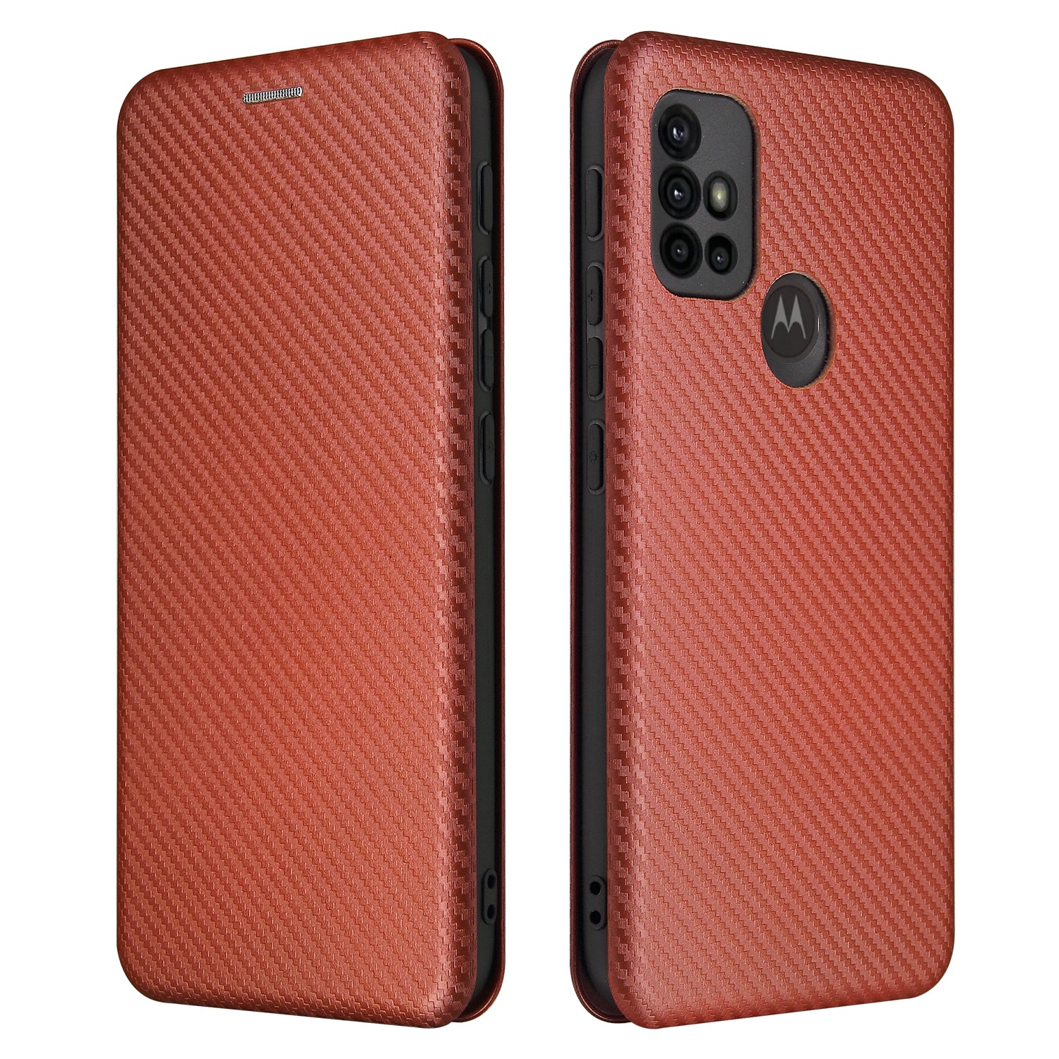 Auto-absorbed Stand Carbon Fiber Texture Leather Shell Cover for Motorola Moto G30/G20/G10