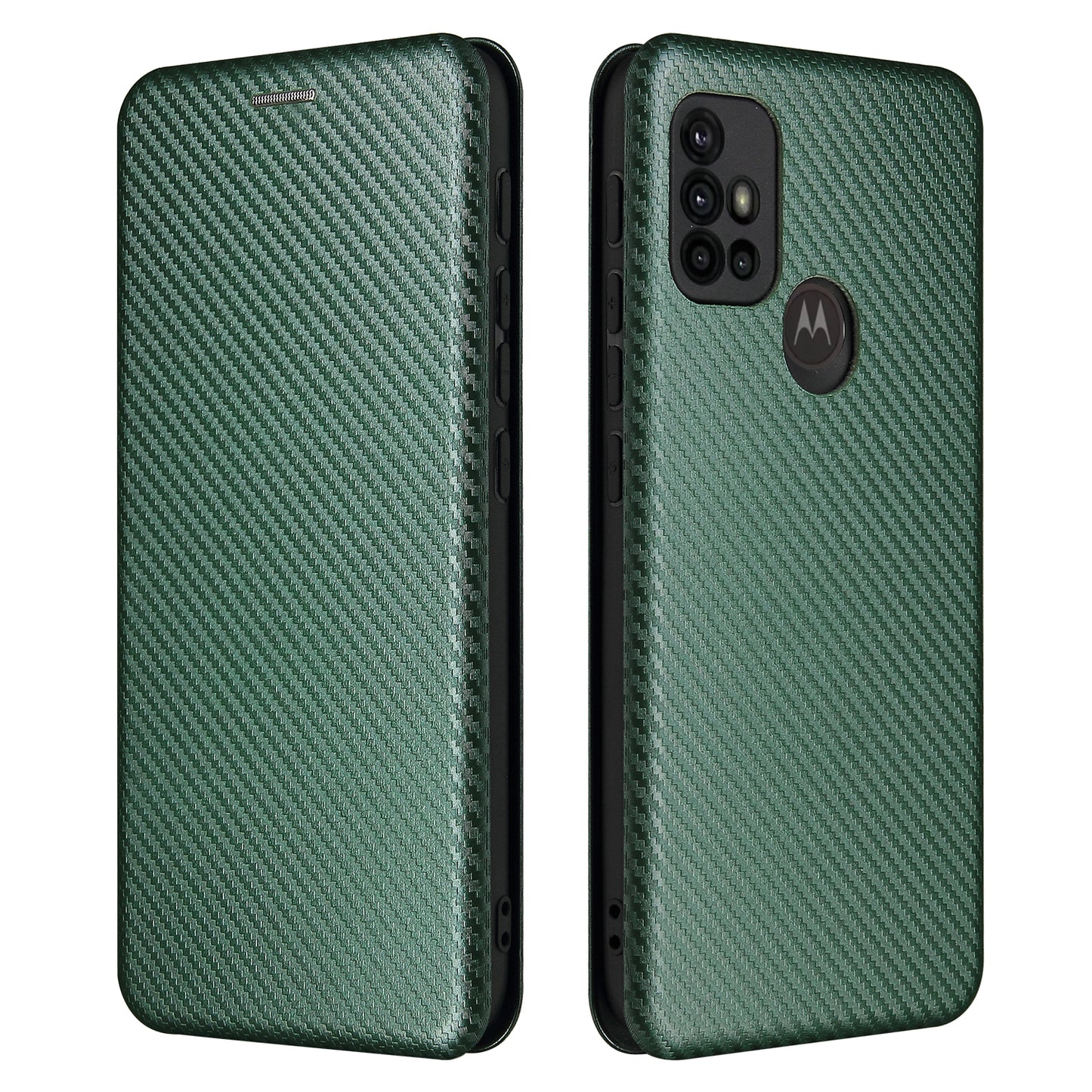 Auto-absorbed Stand Carbon Fiber Texture Leather Shell Cover for Motorola Moto G30/G20/G10