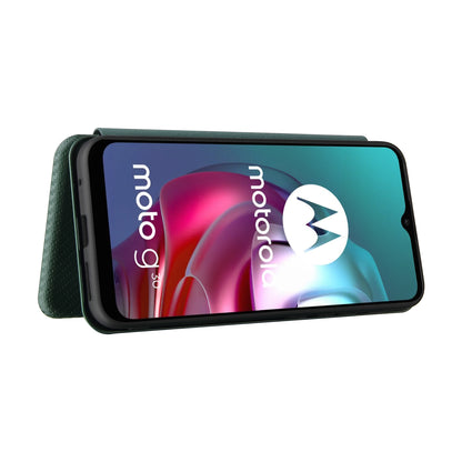 Auto-absorbed Stand Carbon Fiber Texture Leather Shell Cover for Motorola Moto G30/G20/G10