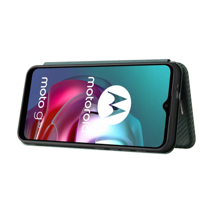 Auto-absorbed Stand Carbon Fiber Texture Leather Shell Cover for Motorola Moto G30/G20/G10