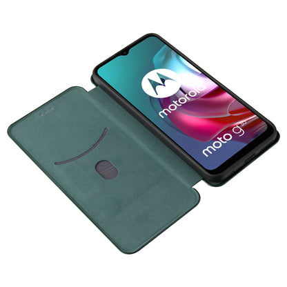 Auto-absorbed Stand Carbon Fiber Texture Leather Shell Cover for Motorola Moto G30/G20/G10