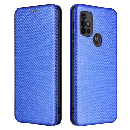 Auto-absorbed Stand Carbon Fiber Texture Leather Shell Cover for Motorola Moto G30/G20/G10