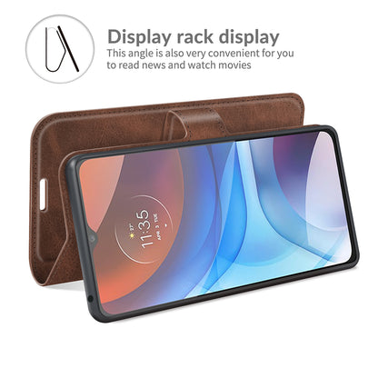 Wallet Design Magnetic Buckle Leather Stand Case for Motorola Moto E7 Power/Moto E7i Power Cellphone Cover