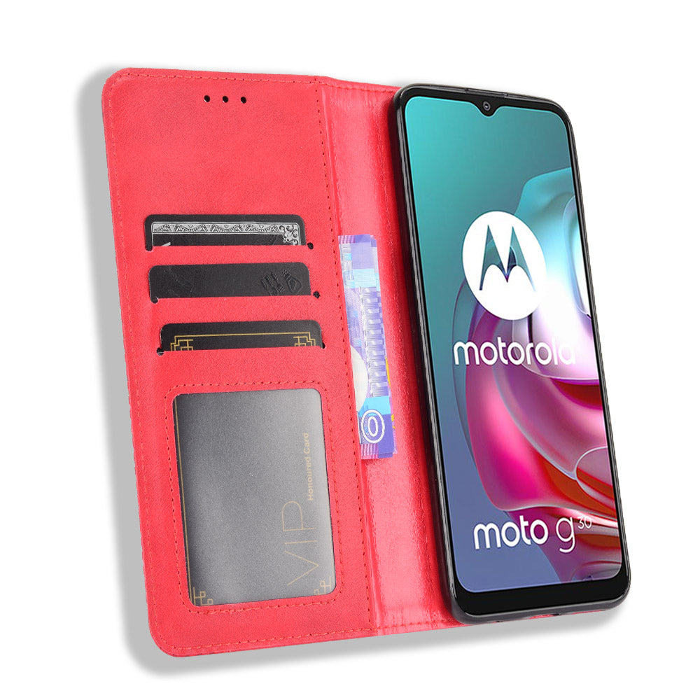 Magnetic Vintage Style Wallet Stand Phone Case Cover for Motorola Moto G30/G20/G10