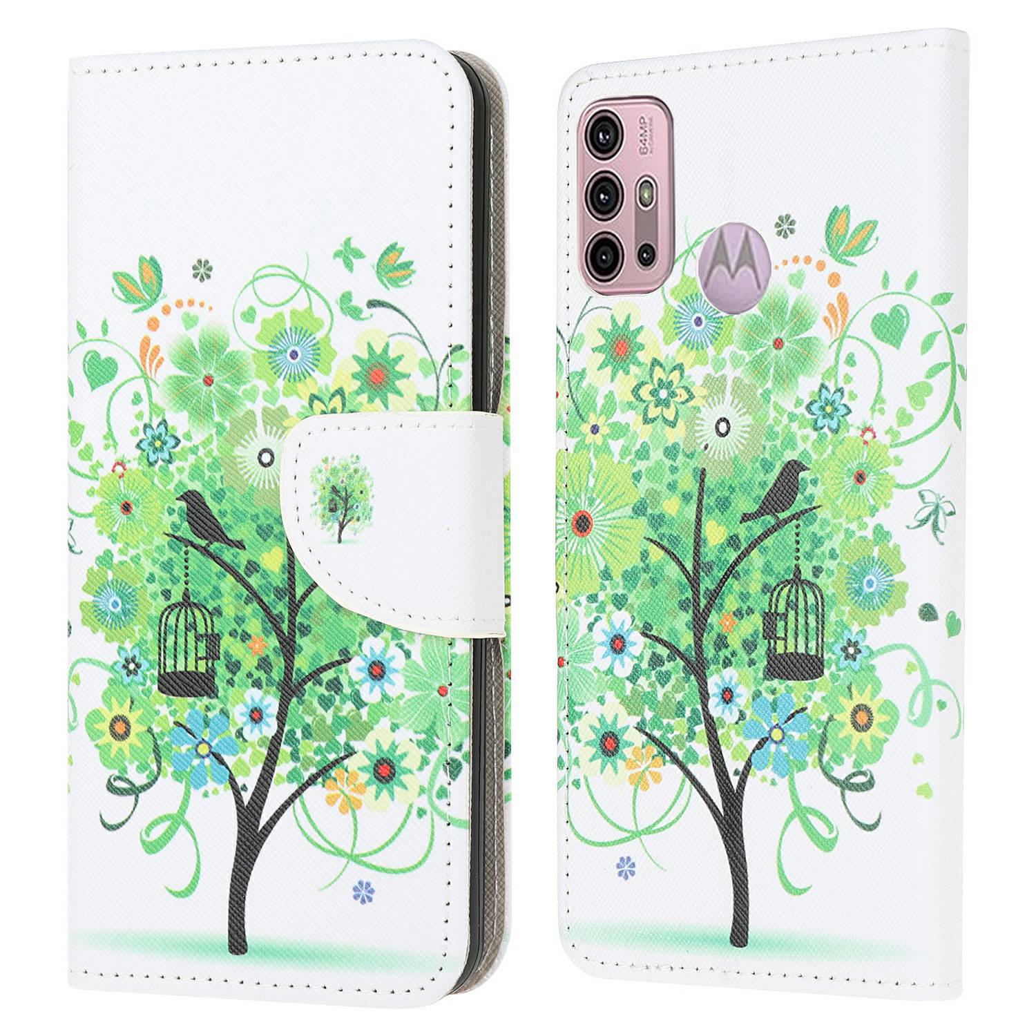 Pattern Printing Cross Texture Leather Wallet Stand Case Shell for Motorola Moto G30/G20/ G10