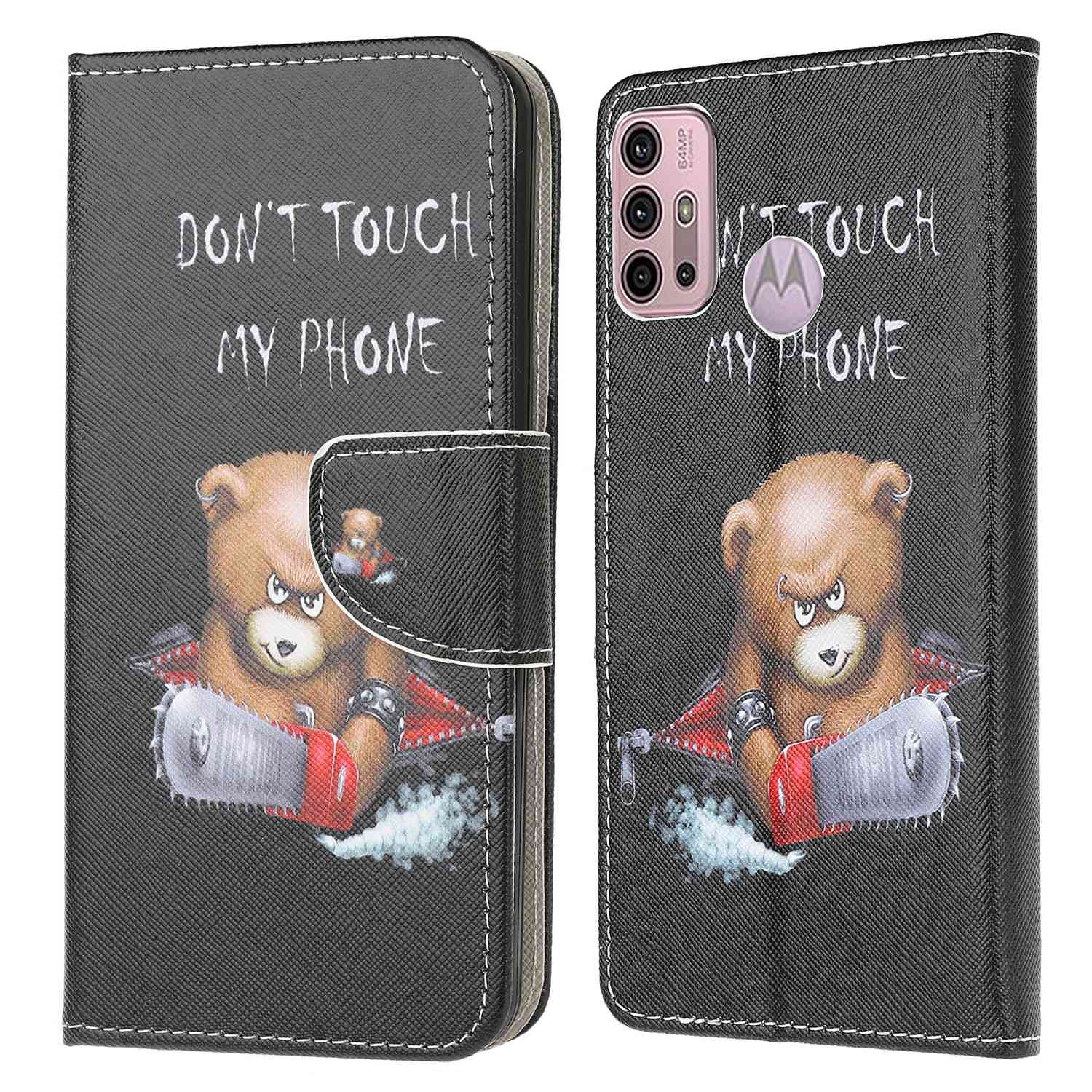 Pattern Printing Cross Texture Leather Wallet Stand Case Shell for Motorola Moto G30/G20/ G10