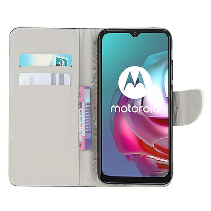 Pattern Printing Cross Texture Leather Wallet Stand Case Shell for Motorola Moto G30/G20/ G10