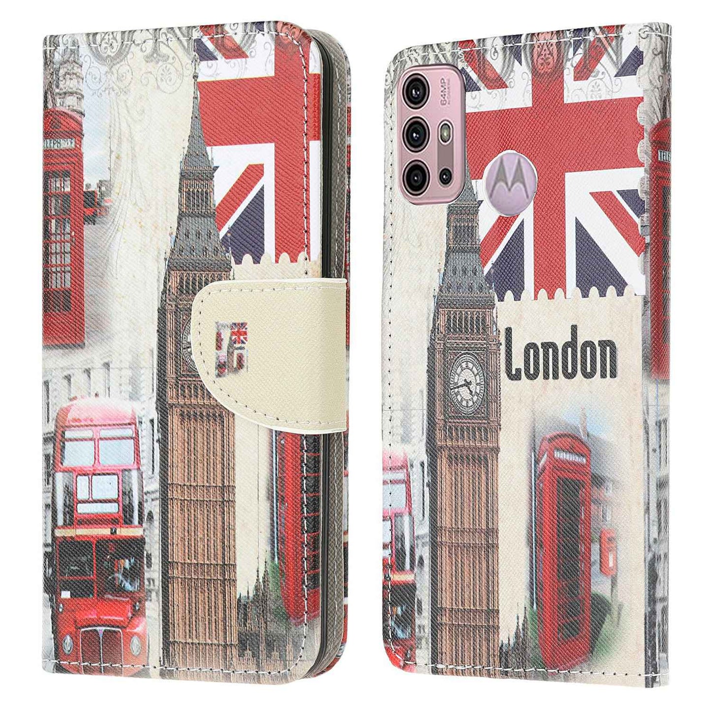 Pattern Printing Cross Texture Leather Wallet Stand Case Shell for Motorola Moto G30/G20/ G10