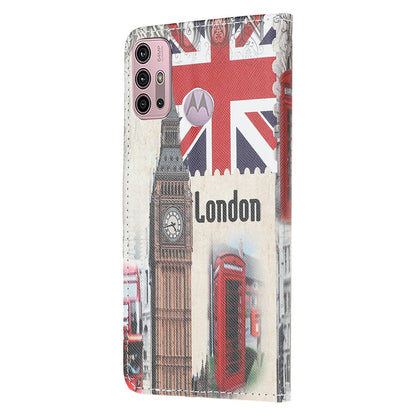 Pattern Printing Cross Texture Leather Wallet Stand Case Shell for Motorola Moto G30/G20/ G10