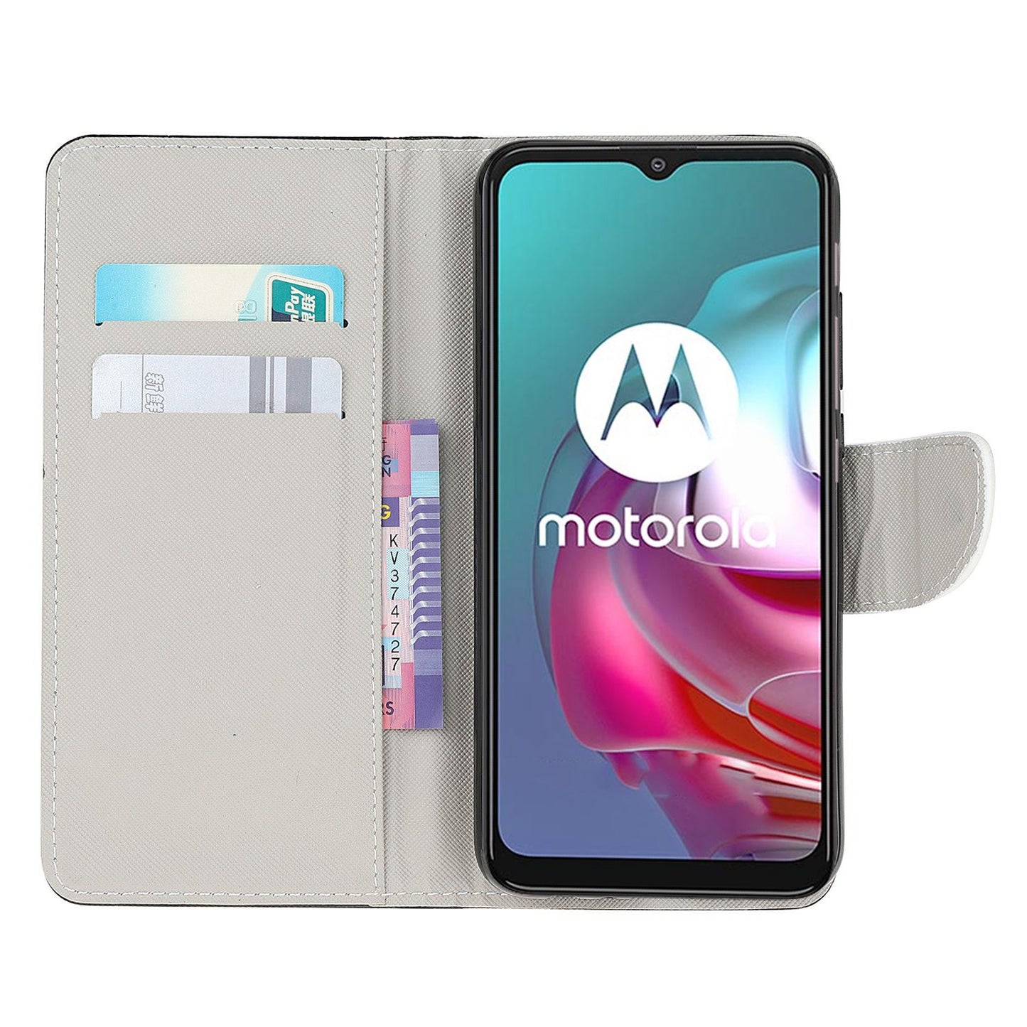 Pattern Printing Cross Texture Leather Wallet Stand Case Shell for Motorola Moto G30/G20/ G10