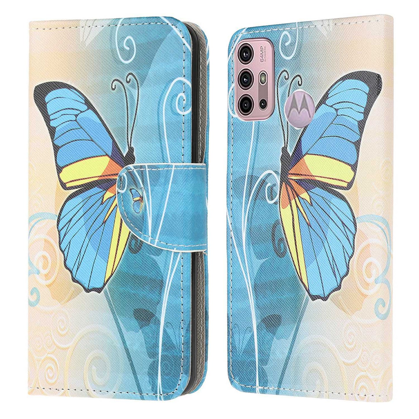 Pattern Printing Cross Texture Leather Wallet Stand Case Shell for Motorola Moto G30/G20/ G10